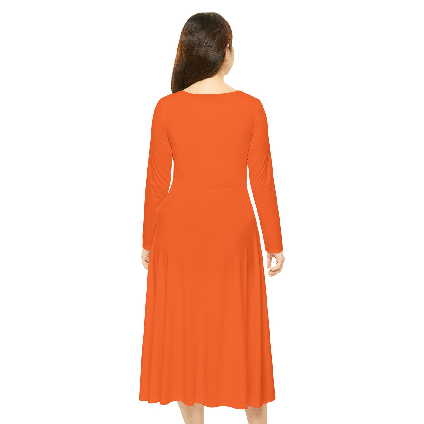 Women's Long Sleeve Dance Dress in Vibrant Orange, Cool Vibe Dress for Dance Lovers, Perfect for Parties, Celebrations, and Everyday Wear