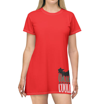 Vibrant Red Graphic T-Shirt Dress | Casual Summer Style | Daily Wear, Festival Outfit, Holiday Gift, Lounge Apparel