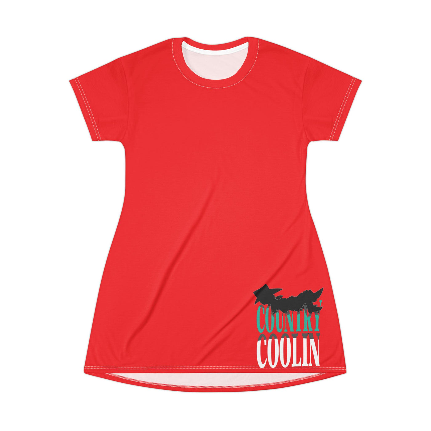 Vibrant Red Graphic T-Shirt Dress | Casual Summer Style | Daily Wear, Festival Outfit, Holiday Gift, Lounge Apparel