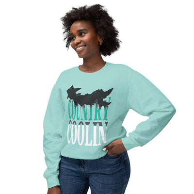 Country Coolin' Unisex Lightweight Crewneck Sweatshirt | Perfect for Music Lovers, Casual Outings, Spring/Fall Fashion, Gifts