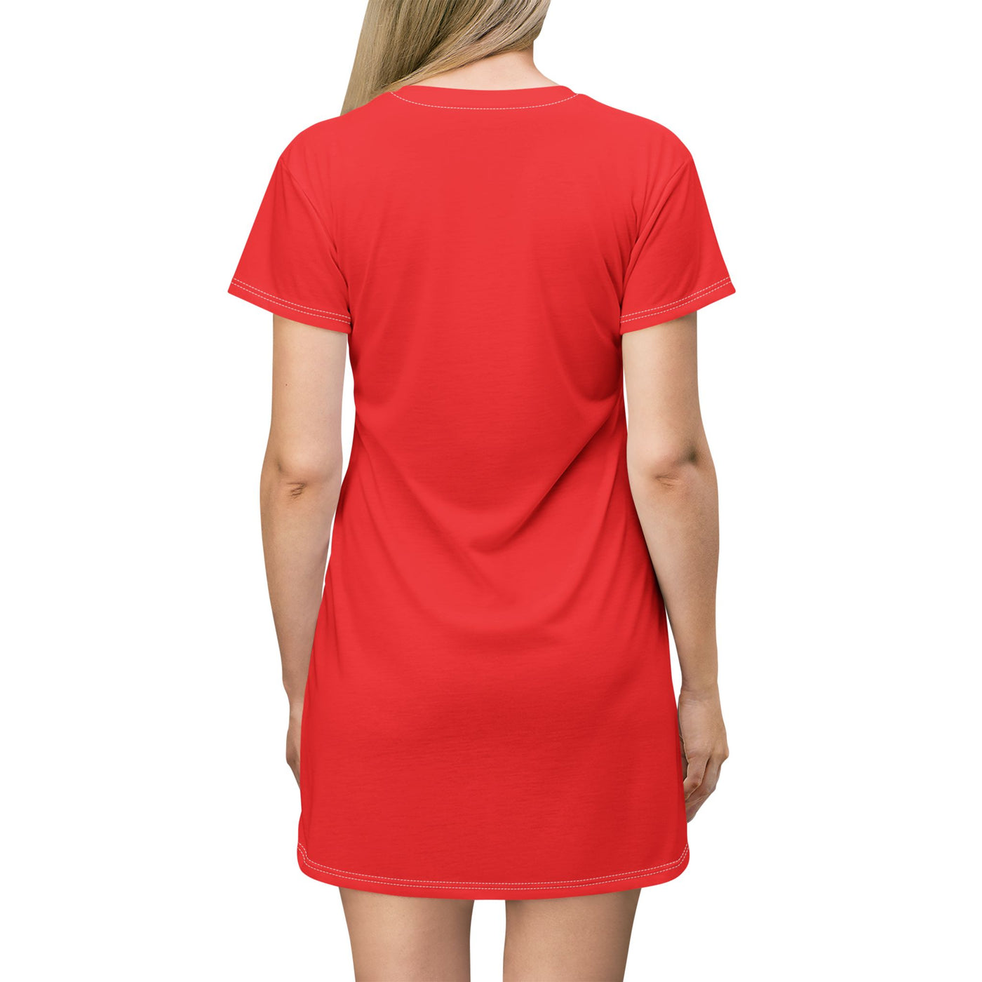 Vibrant Red Graphic T-Shirt Dress | Casual Summer Style | Daily Wear, Festival Outfit, Holiday Gift, Lounge Apparel