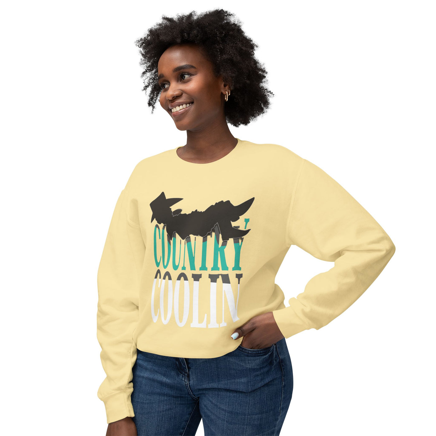 Country Coolin' Unisex Lightweight Crewneck Sweatshirt | Perfect for Music Lovers, Casual Outings, Spring/Fall Fashion, Gifts