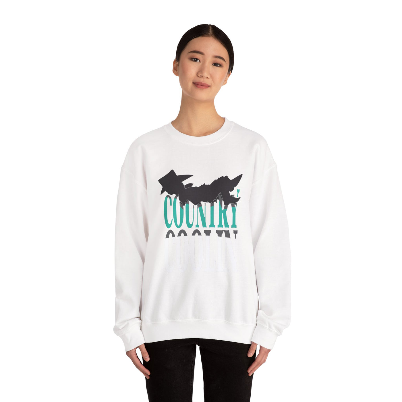 Country Cool Vibe Unisex Heavy Blend Crewneck Sweatshirt, Casual Wear, Everyday Comfort, Gift for Friends, Trendy Apparel